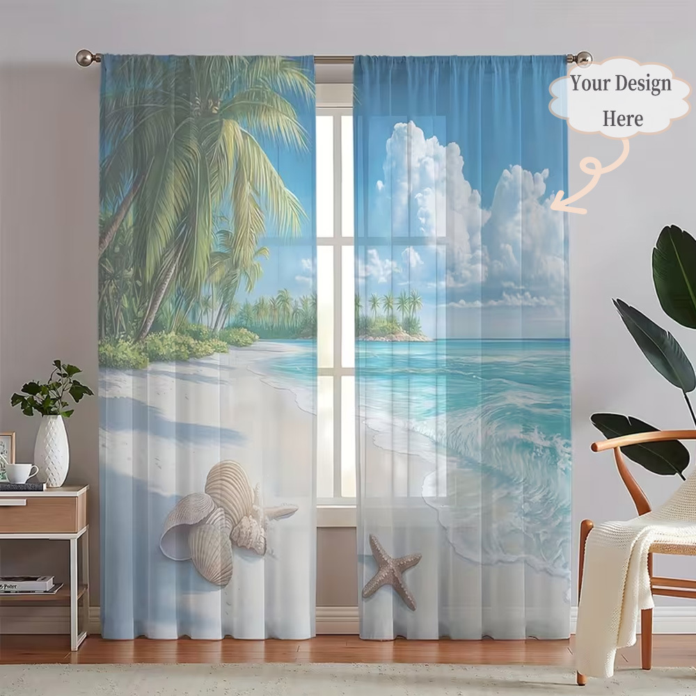 Home Decor Free Images - Custom 2D Flat 2pcs Sheer Curtains,