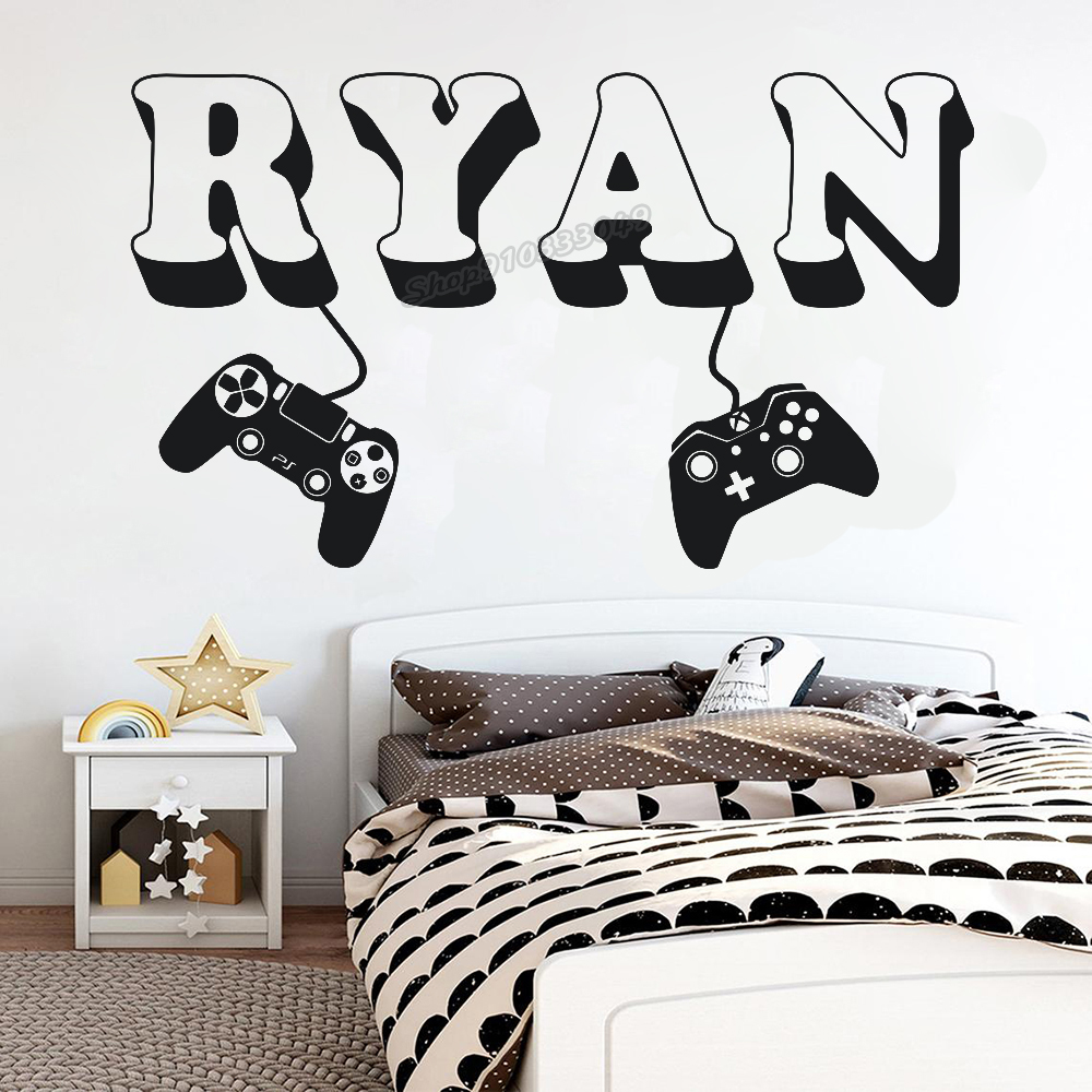 Home Decor Video - Gamer wall Sticker Custom Name Controller