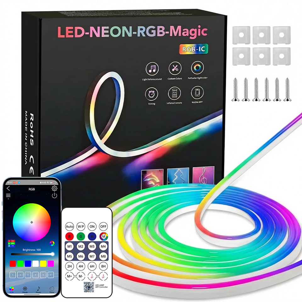 Bluetooth RGB Neon LED Strip 1 - Home Decor Free App ulasan dan harga