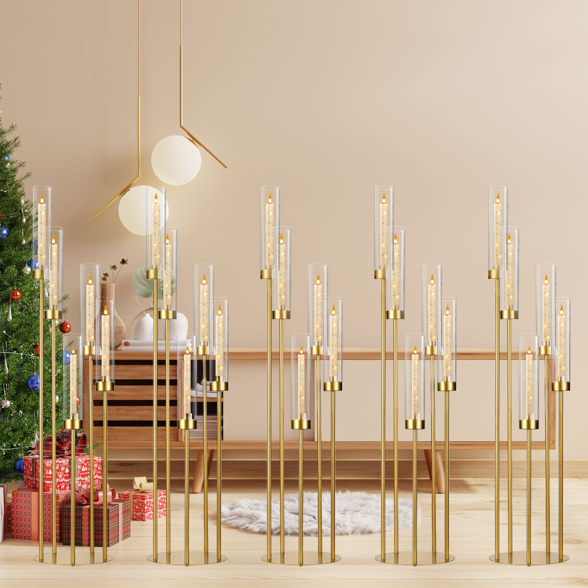 10Pcs Gold Floor Candelabra 5  - Flooring Home Decor ulasan dan harga