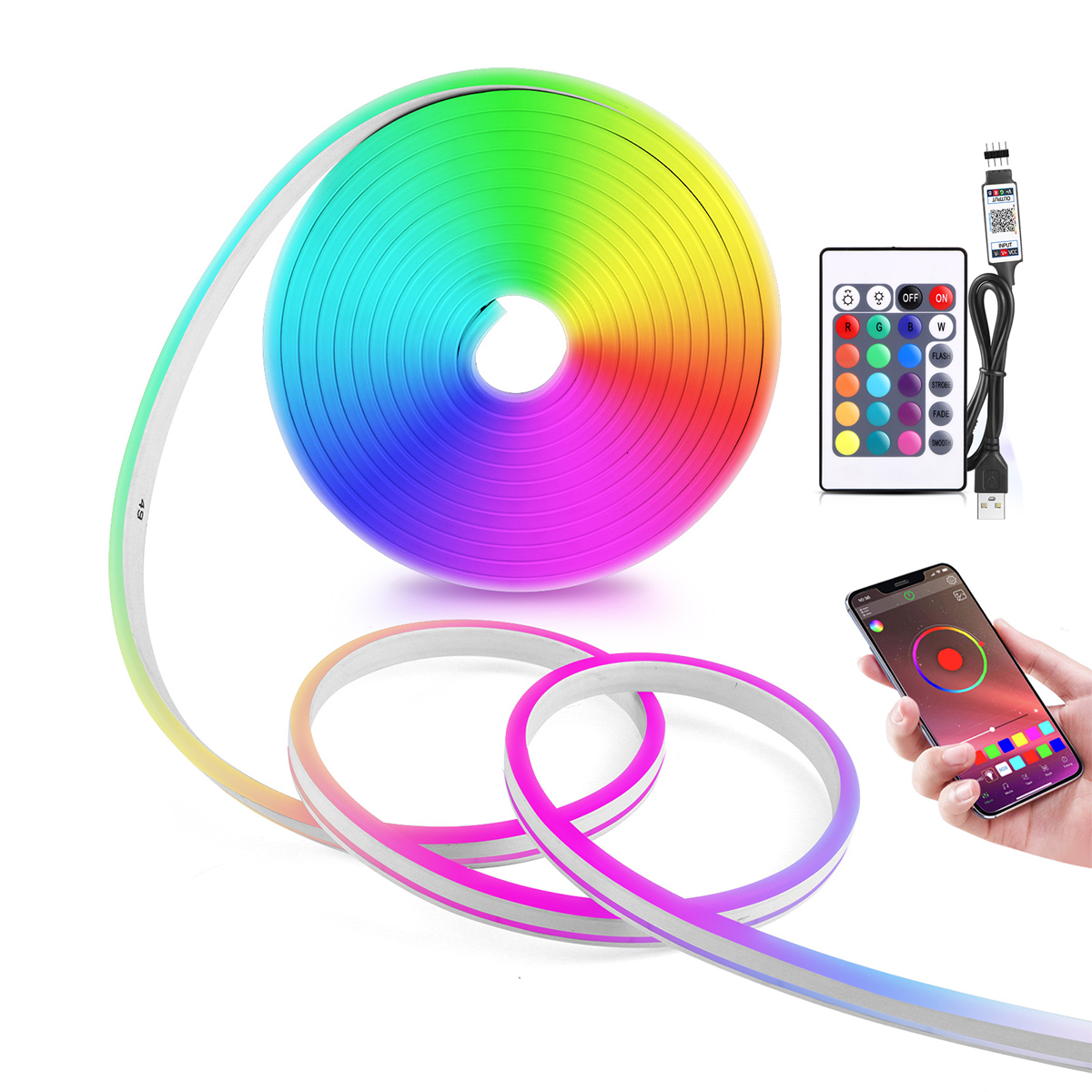 5V USB RGB Neon LED Strip Ligh - Home Decor Free App ulasan dan harga