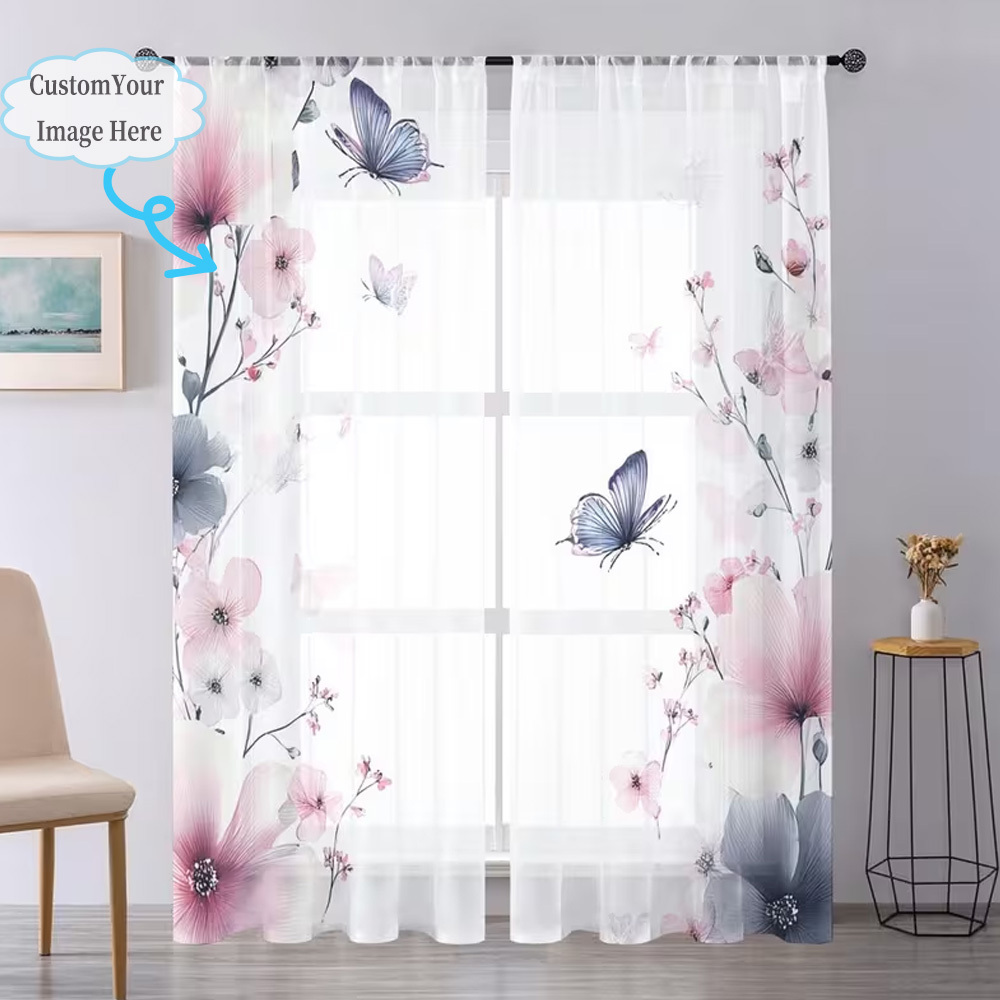 Custom 2D Flat 2pcs Sheer Curt - Home Decor Free Images ulasan dan harga