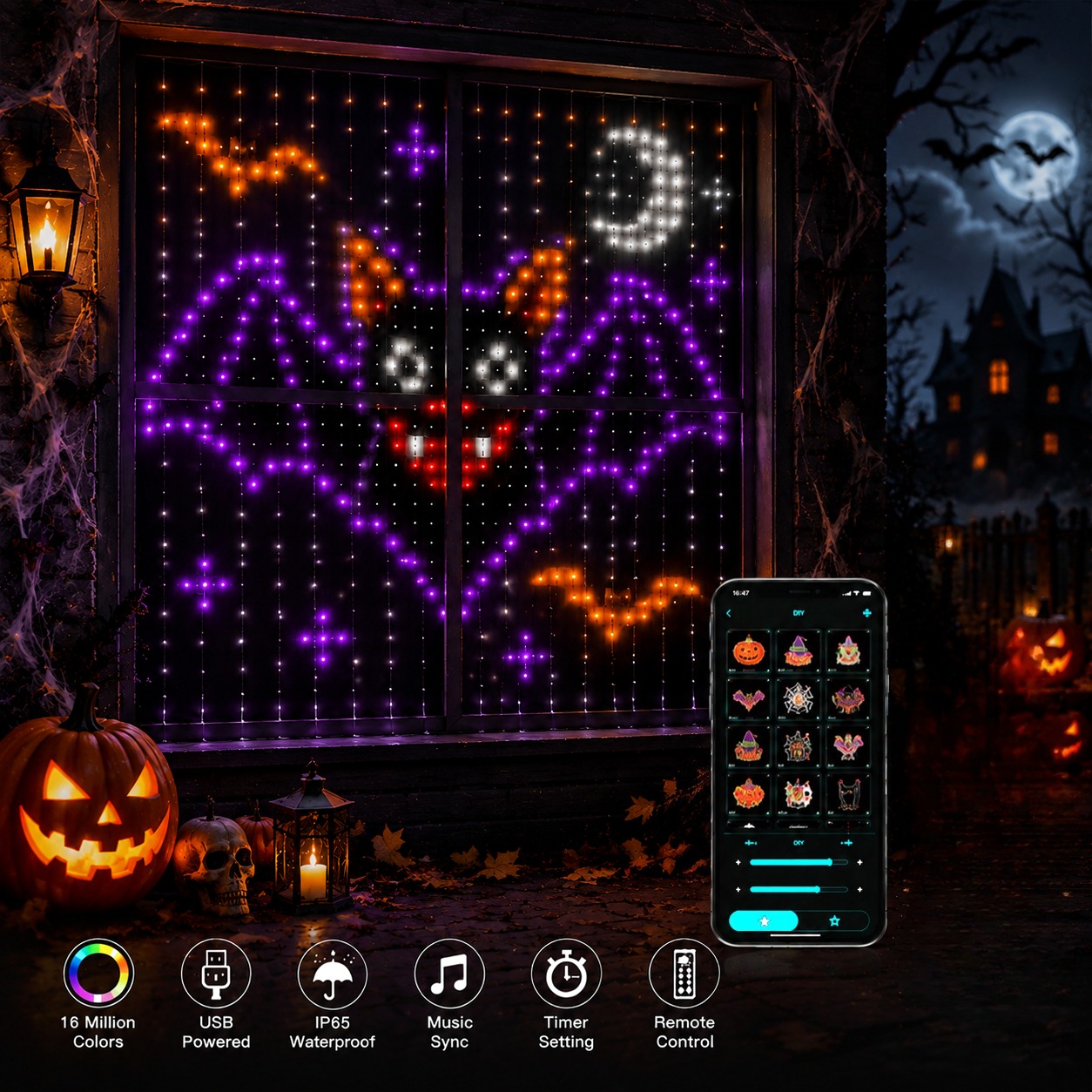 Halloween LED Smart Curtain Li - Home Decor Free App ulasan dan harga